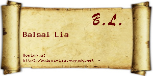 Balsai Lia névjegykártya